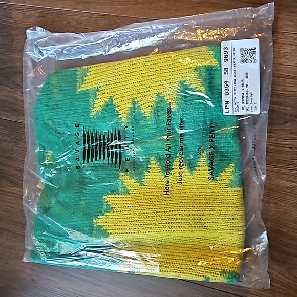 SAVAGE X FENTY KNITTIN PRETTY LOOSE KNIT SWEATER SIZE SMALL GREEN LIGHT - Picture 10 of 13